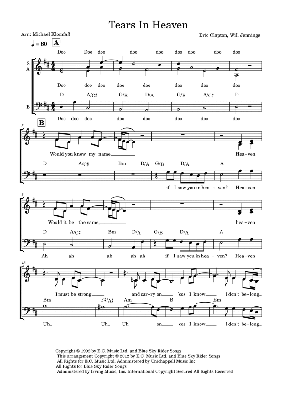 Tears In Heaven Tears In Heaven 3-Part scores gallery preview page 1