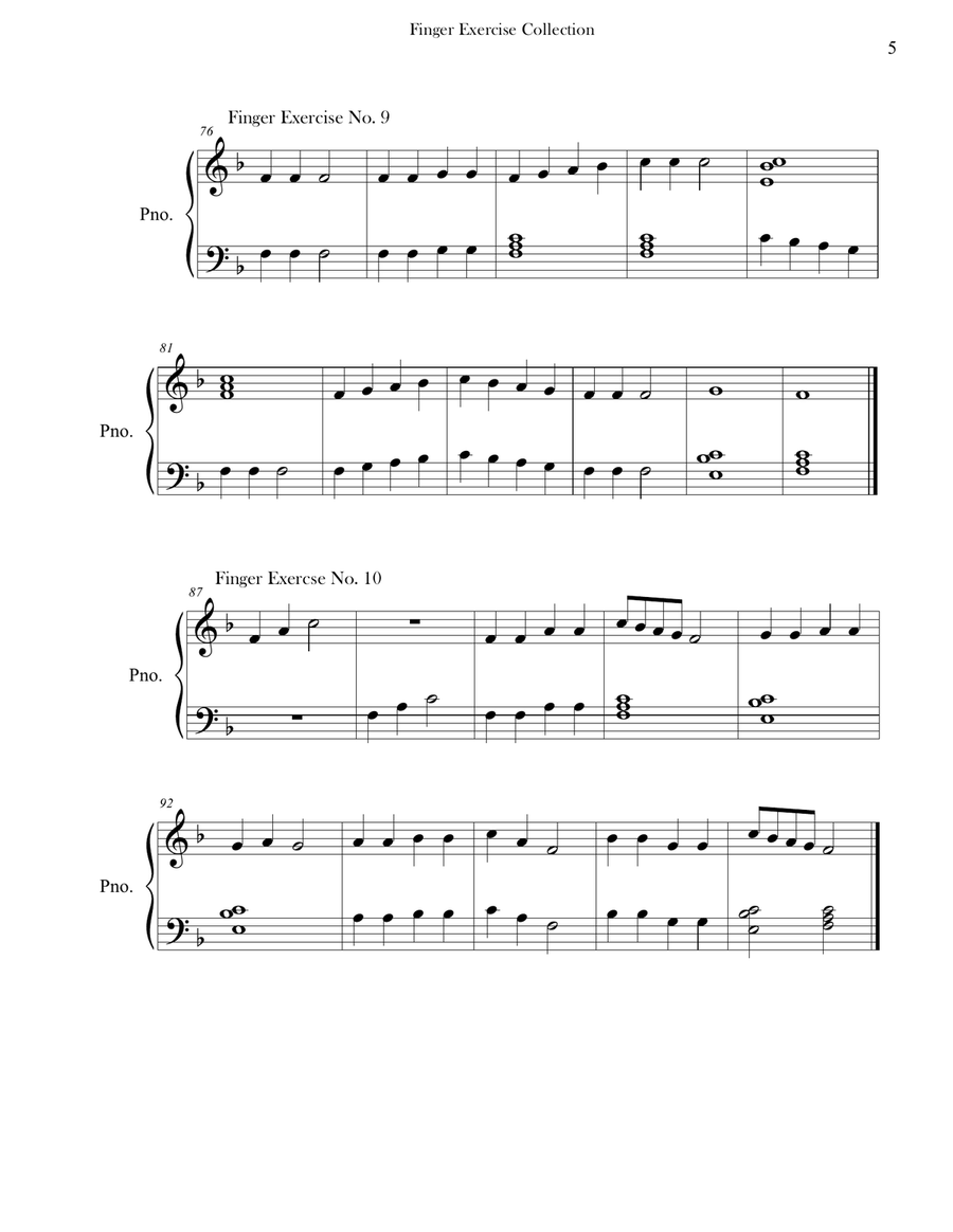 Finger Exercise Collection (24 exercises in F major) Piano Method scores gallery preview page 5