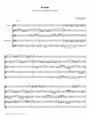 Prelude 19 from Well-Tempered Clavier, Book 2 (Clarinet Quintet)