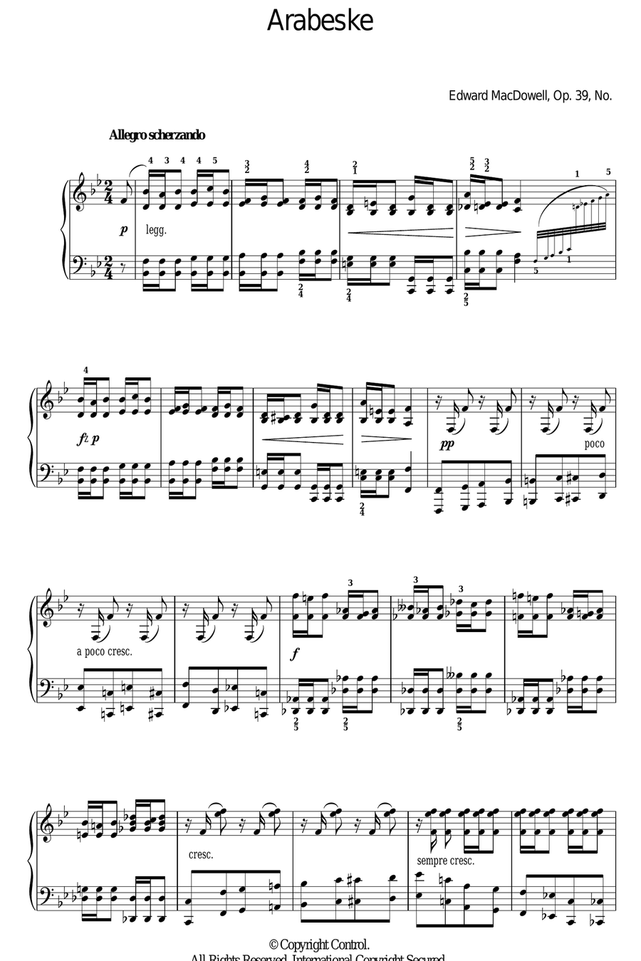 Arabeske Piano Solo scores gallery preview page 1