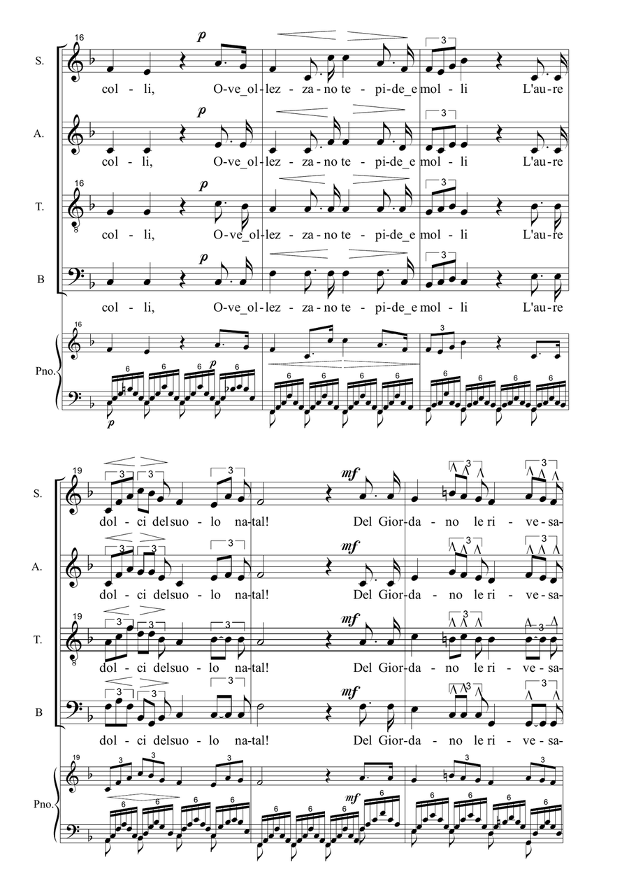 VA' PENSIERO - Verdi - (From Nabucco) - Arr. for SATB Choir and Piano 4-Part scores gallery preview page 4