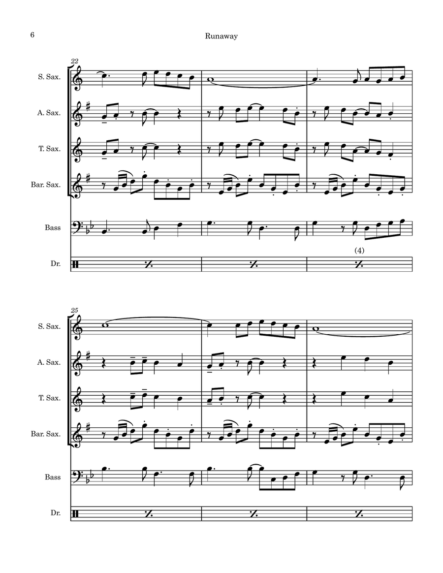 Runaway Saxophone Quartet scores gallery preview page 6