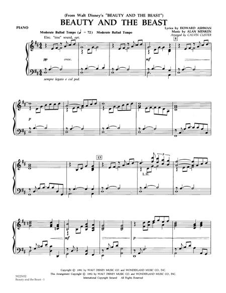 Beauty and the Beast (arr. Calvin Custer) - Piano