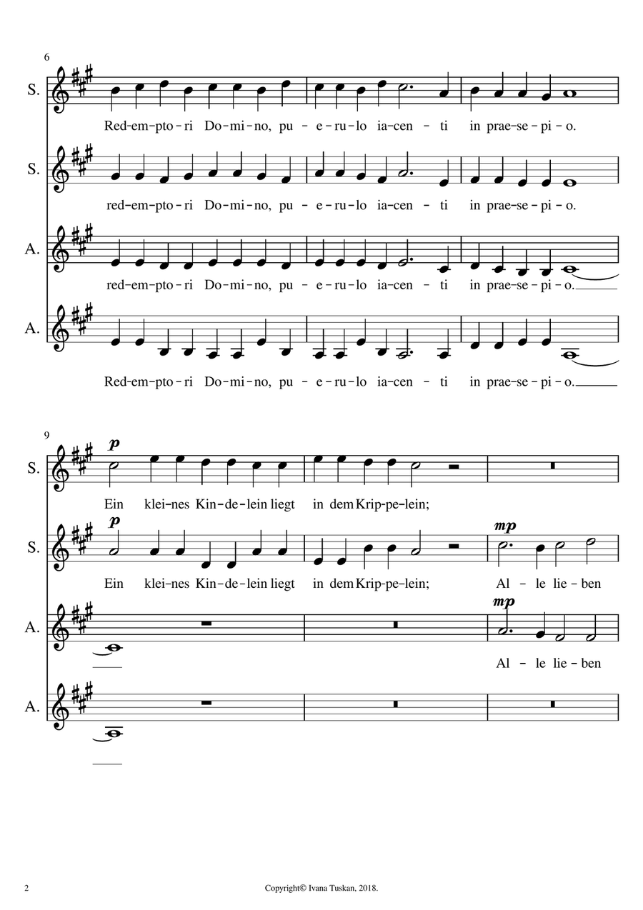 Psallite unigenito, SSAA a cappella SSAA scores gallery preview page 2