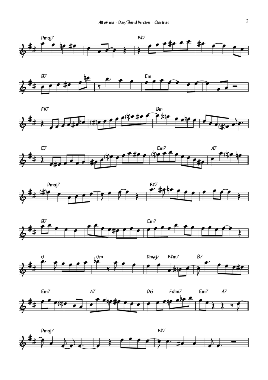 All Of Me All Of Me B-Flat Clarinet scores gallery preview page 3