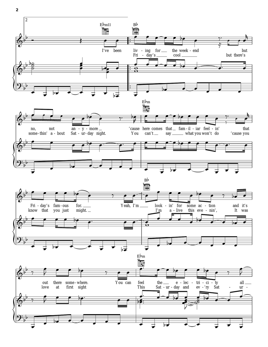 Bright Lights Bigger City Piano, Vocal, Guitar scores gallery preview page 2
