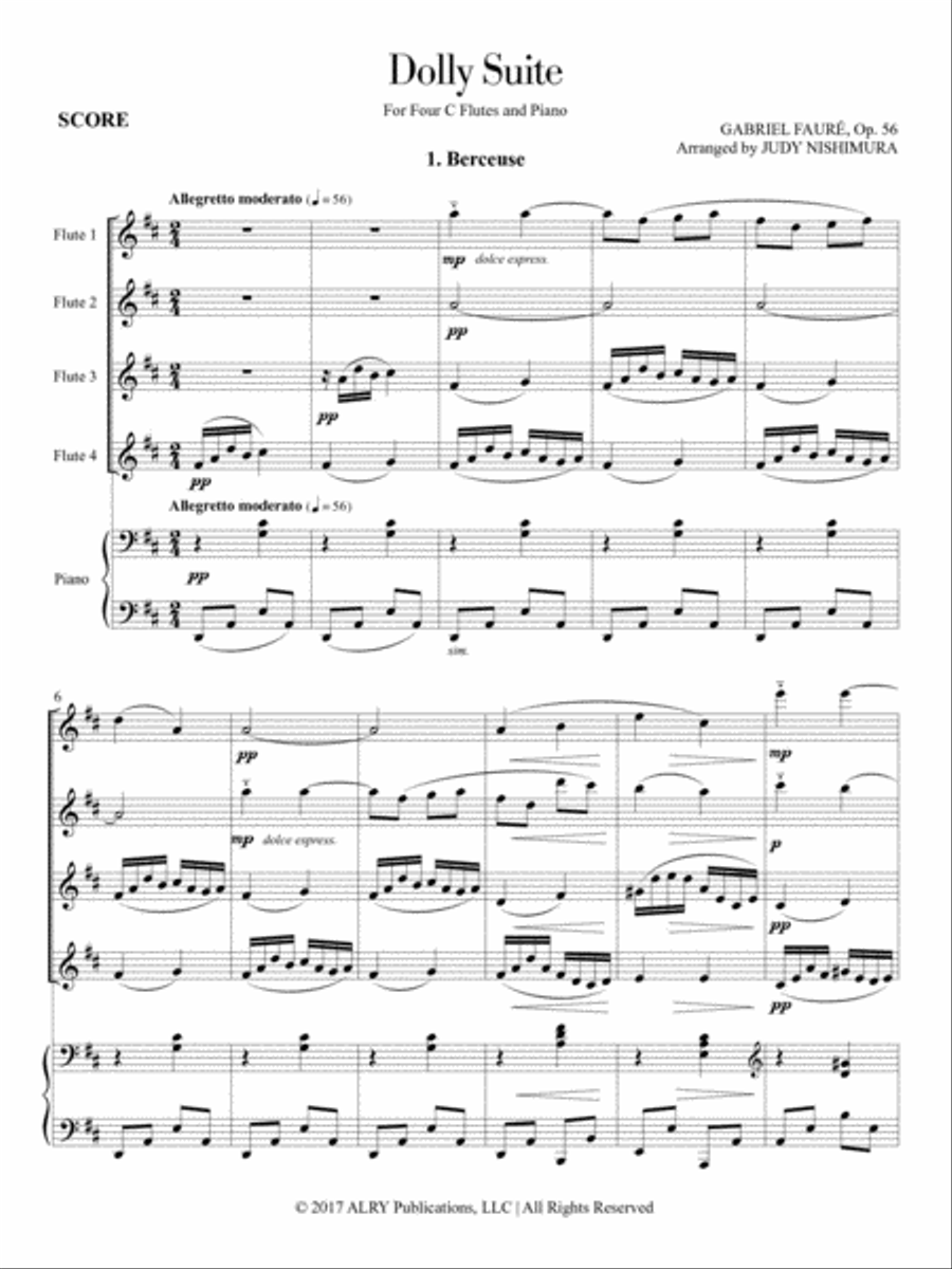 Dolly Suite for Four Flutes and Piano Flute scores gallery preview page 2