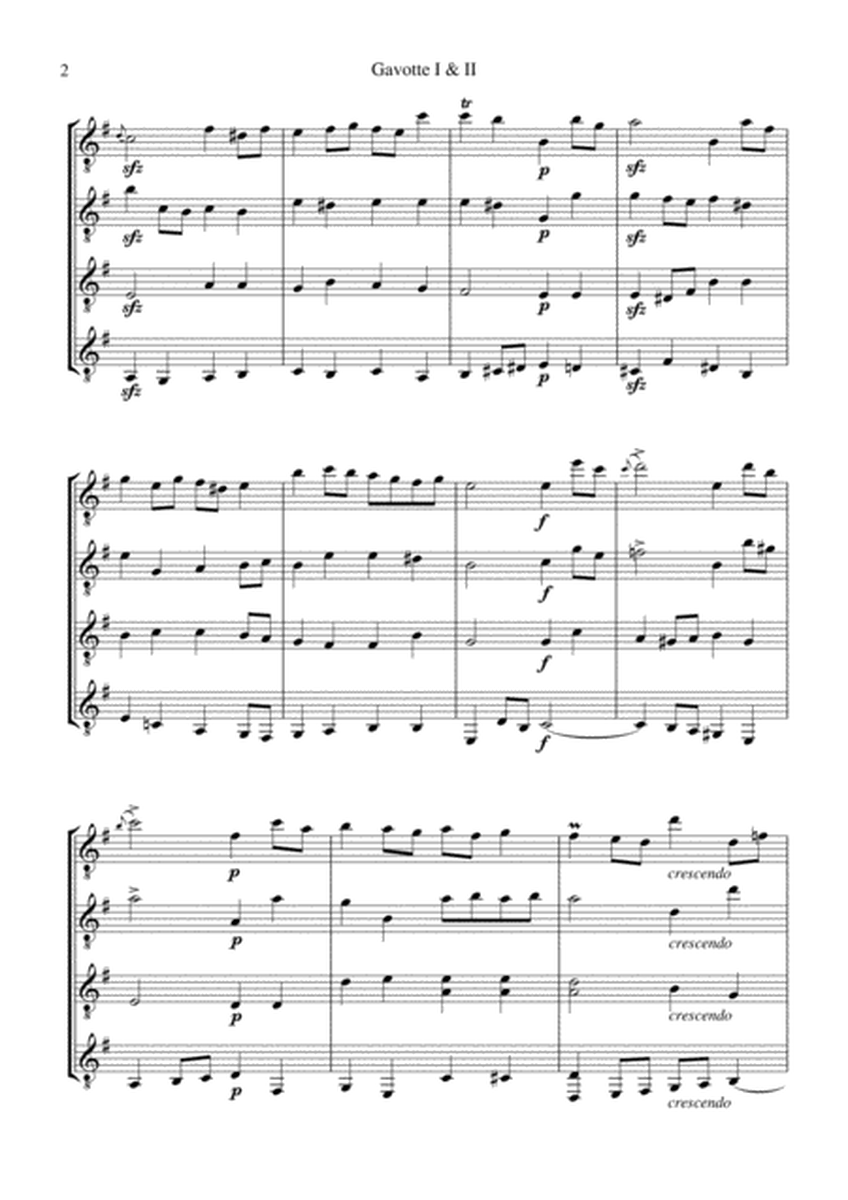 Gavotte 1 & 2 BWV 1068 for guitar quartet image number null