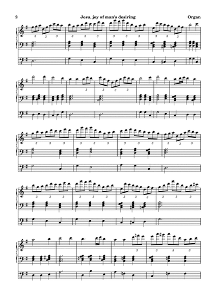 JESU, JOY OF MAN'S DESIRING by Bach - easy version for Organ and chords image number null
