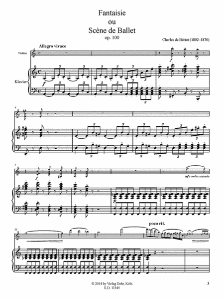 Fantaisie ou Scène de Ballet für Violine und Klavier op. 100