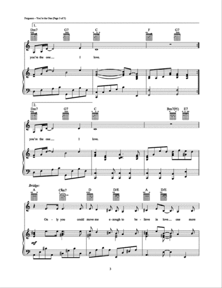 You're the One Piano, Vocal, Guitar scores gallery preview page 3