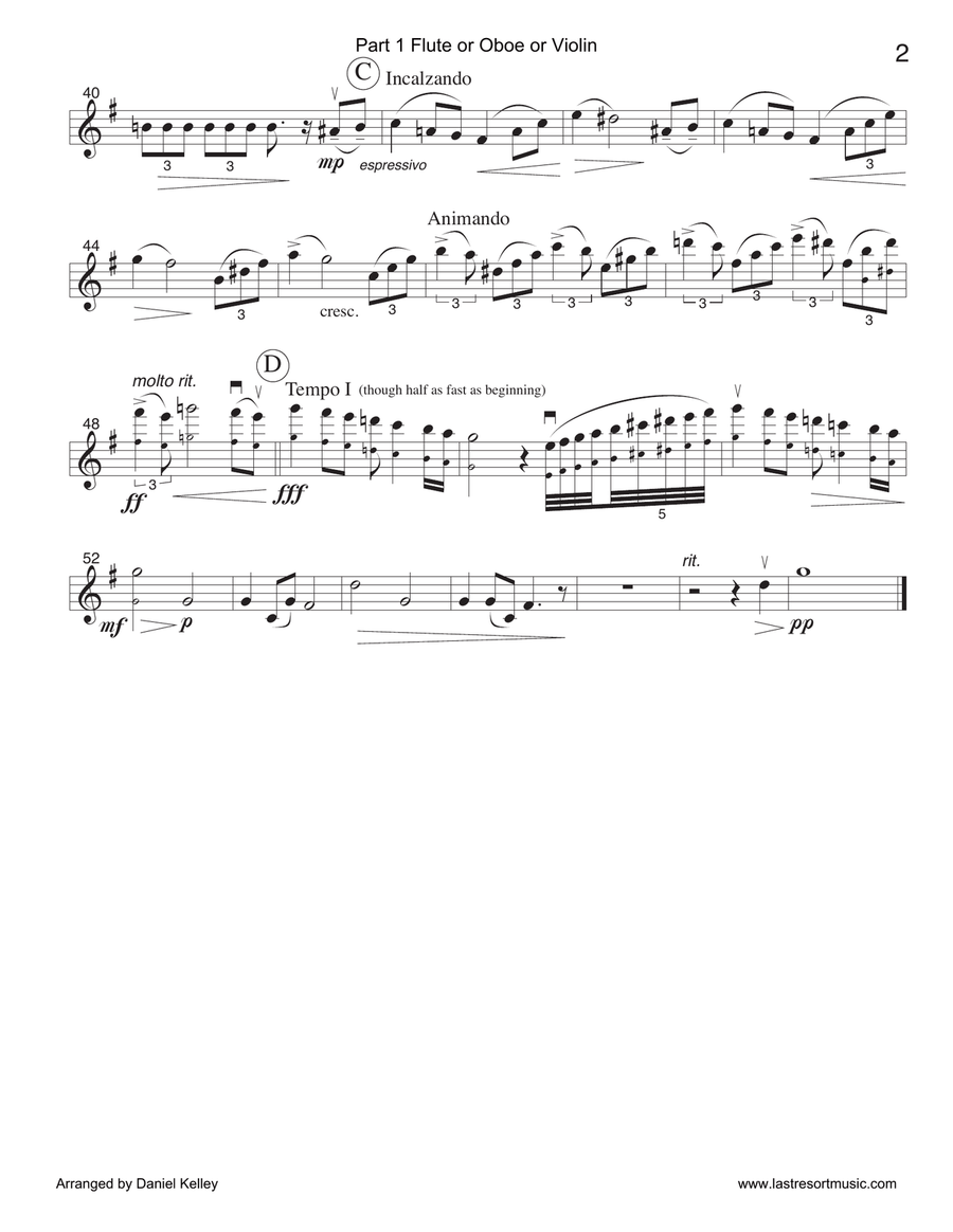 Pas de Deux from the Nutcracker for String Quartet or Piano Quintet with optional Violin 3 Part Piano Quintet scores gallery preview page 4