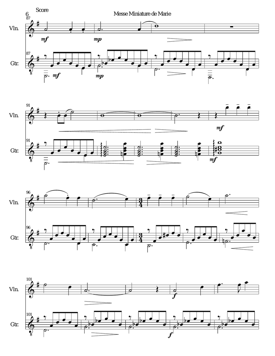 Messe miniature de Marie for violin and guitar String Duet scores gallery preview page 6