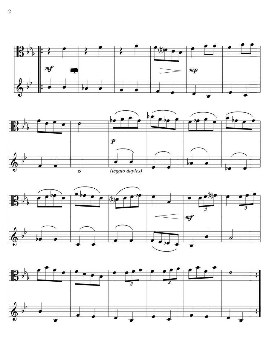 Duncombe's Gavot-mixed Duet 11-viola/french horn Horn scores gallery preview page 2