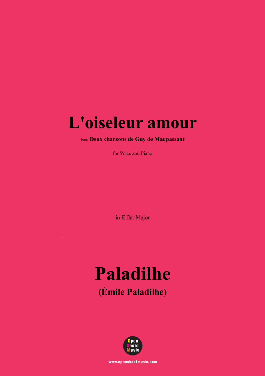 Paladilhe-L'oiseleur amour,from 'Deux chansons de Guy de Maupassant',in E flat Major Voice scores gallery preview page 1