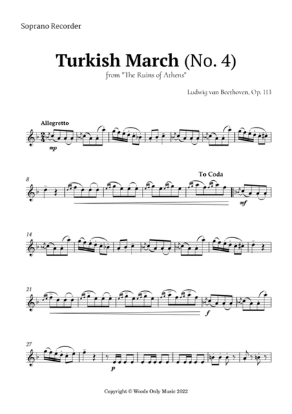 Turkish March by Beethoven for Recorder Trio image number null