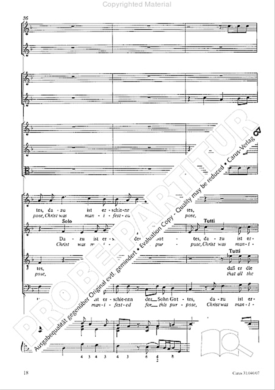 Christ was manifested for this purpose (Dazu ist erschienen der Sohn Gottes) ATB scores gallery preview page 20