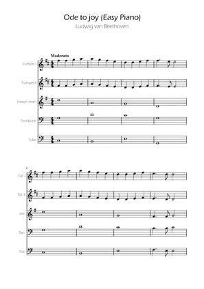 Ode To Joy - Easy Brass Quintet w/ piano accompaniment