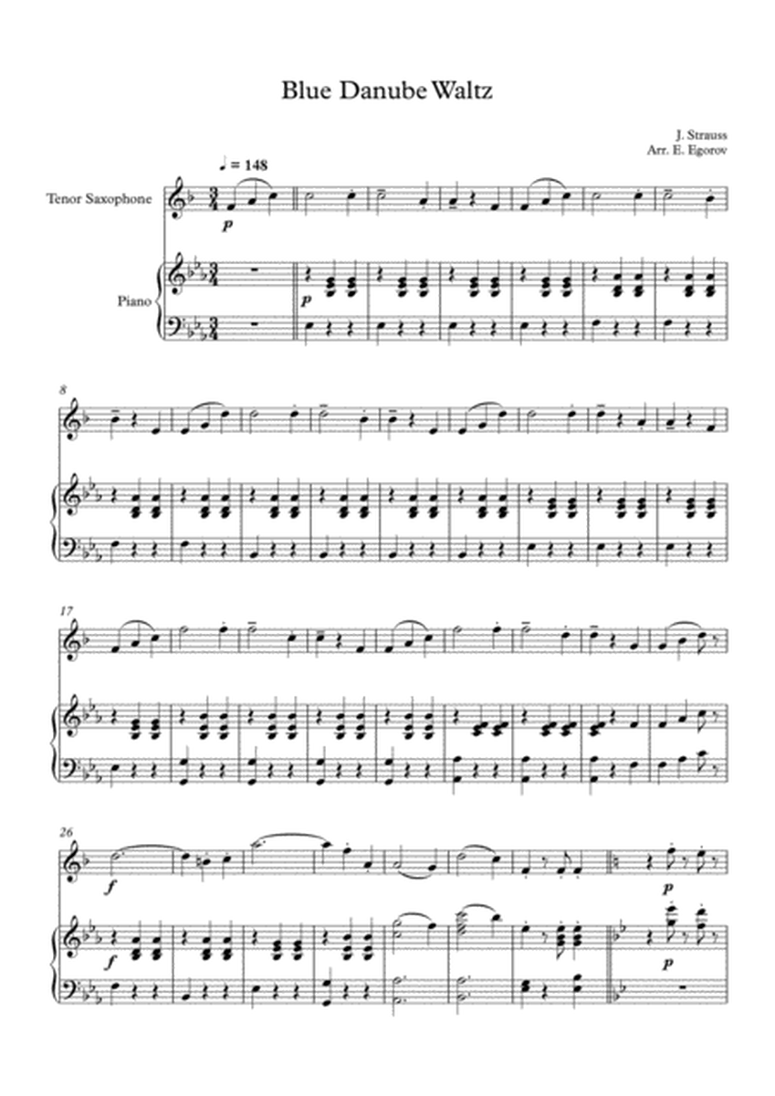 Blue Danube Waltz, Johann Strauss Jr., For Tenor Saxophone & Piano image number null