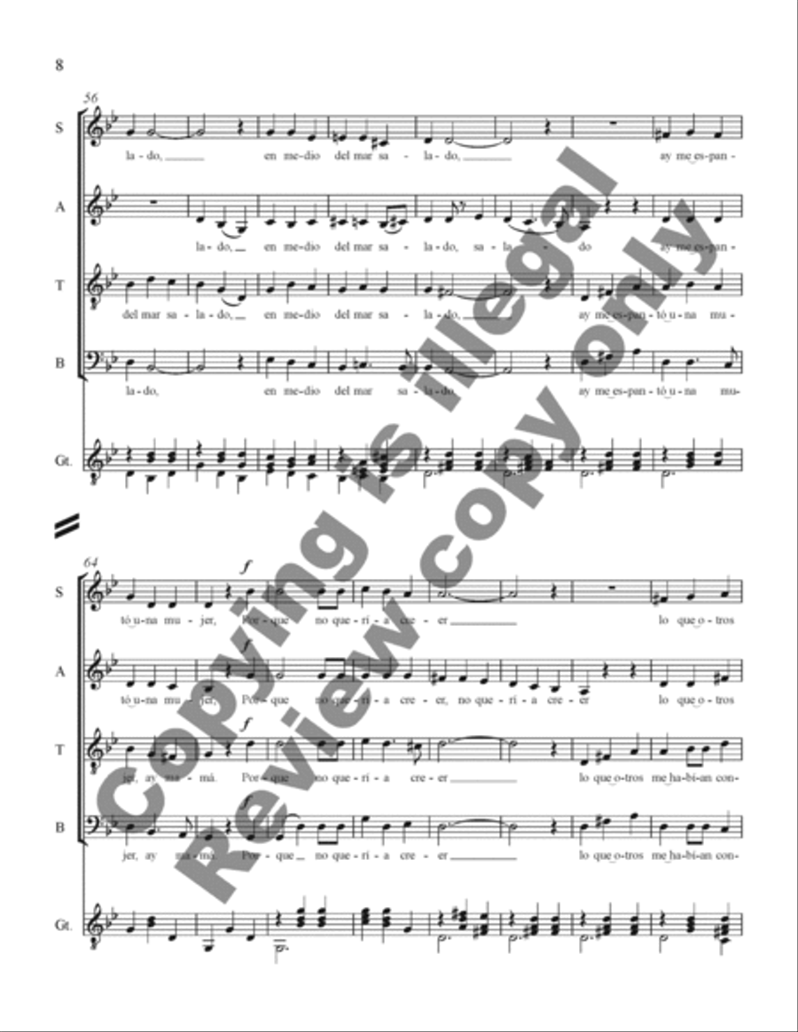 Three Mexican Folk Songs: 2. La Bruja 4-Part scores gallery preview page 18
