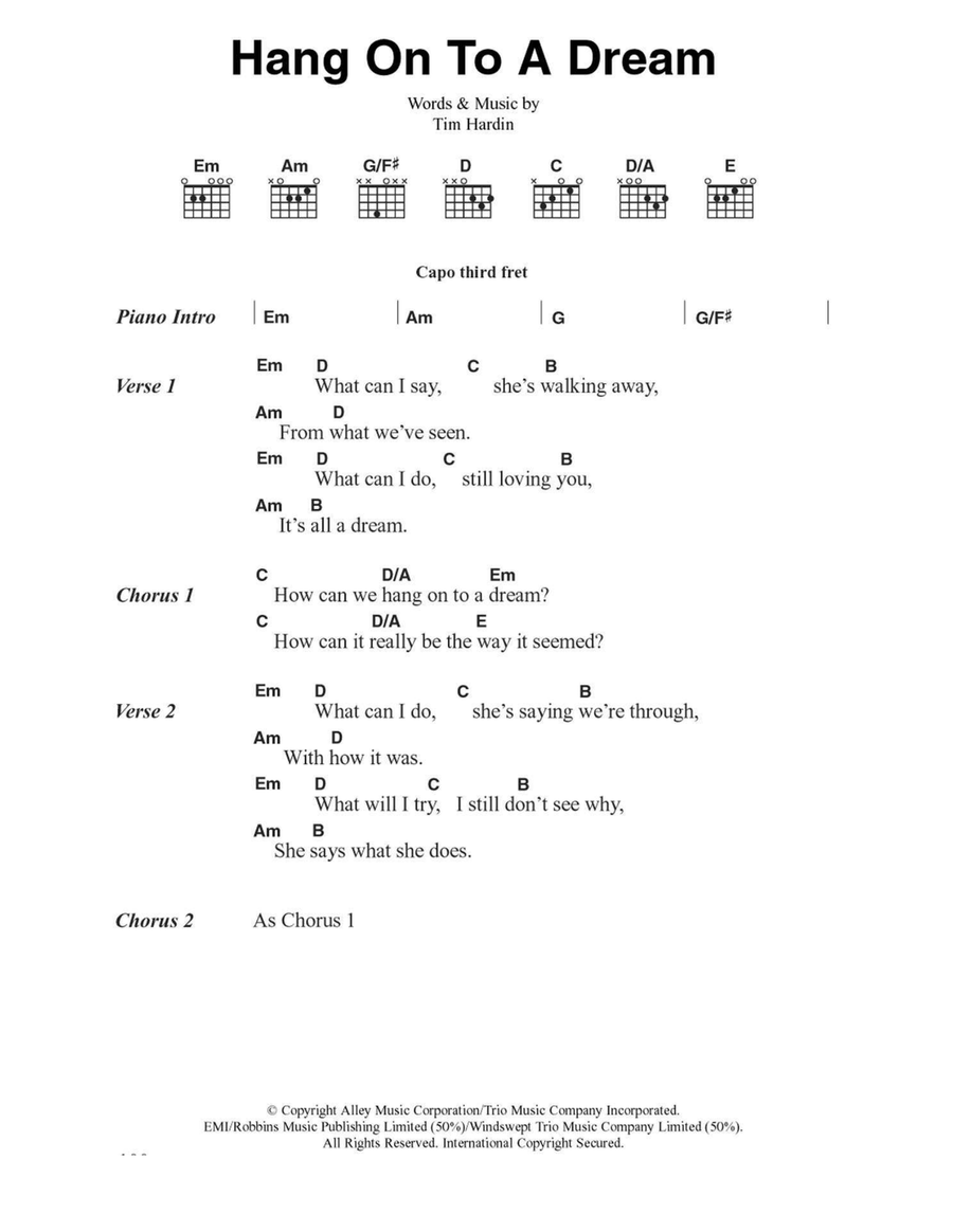 Hang On To A Dream Hang On To A Dream Acoustic Guitar scores gallery preview page 1