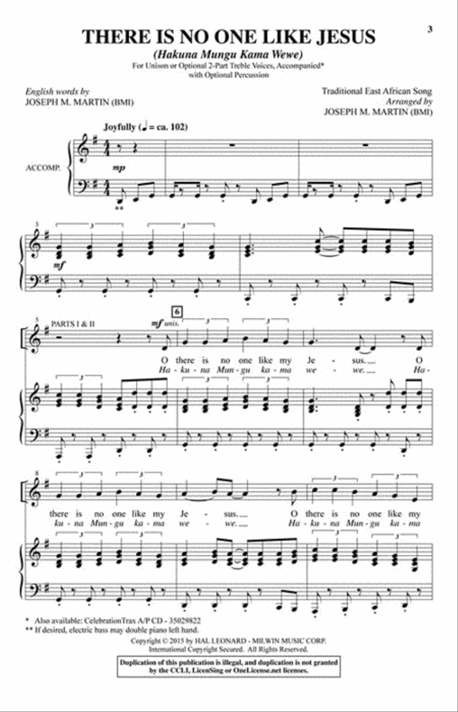 There Is No One Like Jesus Unison Choir scores gallery preview page 2