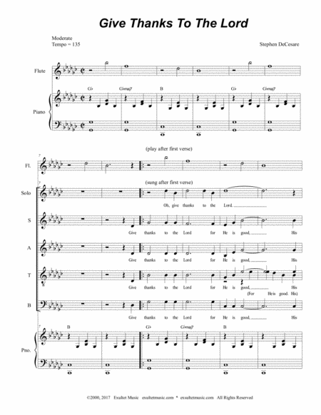 Give Thanks To The Lord (Solo and SATB) image number null