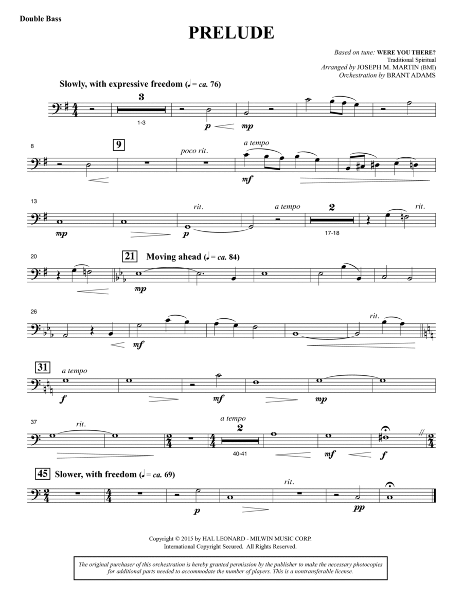 A Journey To Hope (A Cantata Inspired By Spirituals) - Double Bass