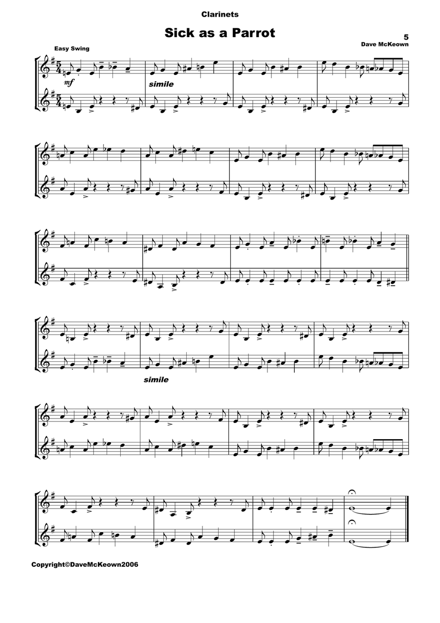 10 Blues Duets for Clarinet Clarinet Duet scores gallery preview page 5