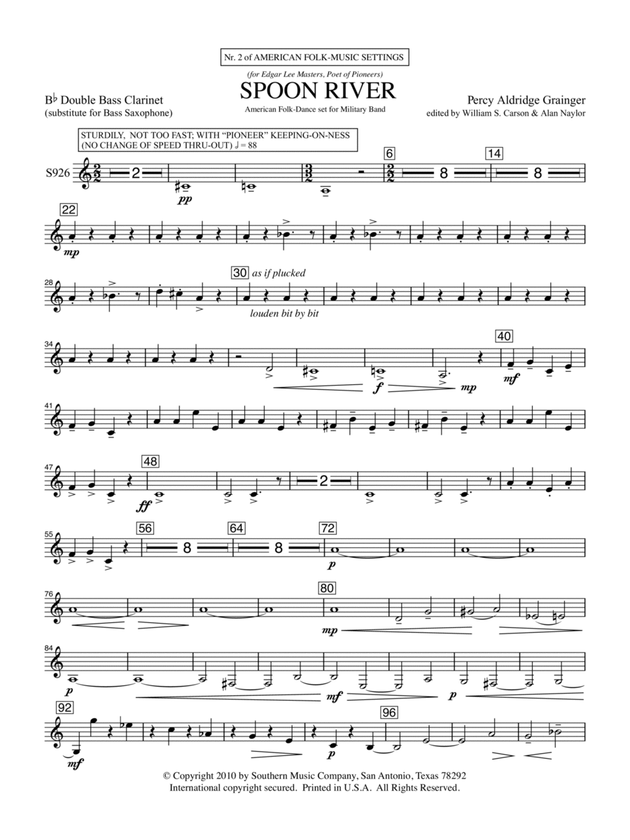 Spoon River - Bb & Eb Contrabass Clarinets Concert Band scores gallery preview page 1