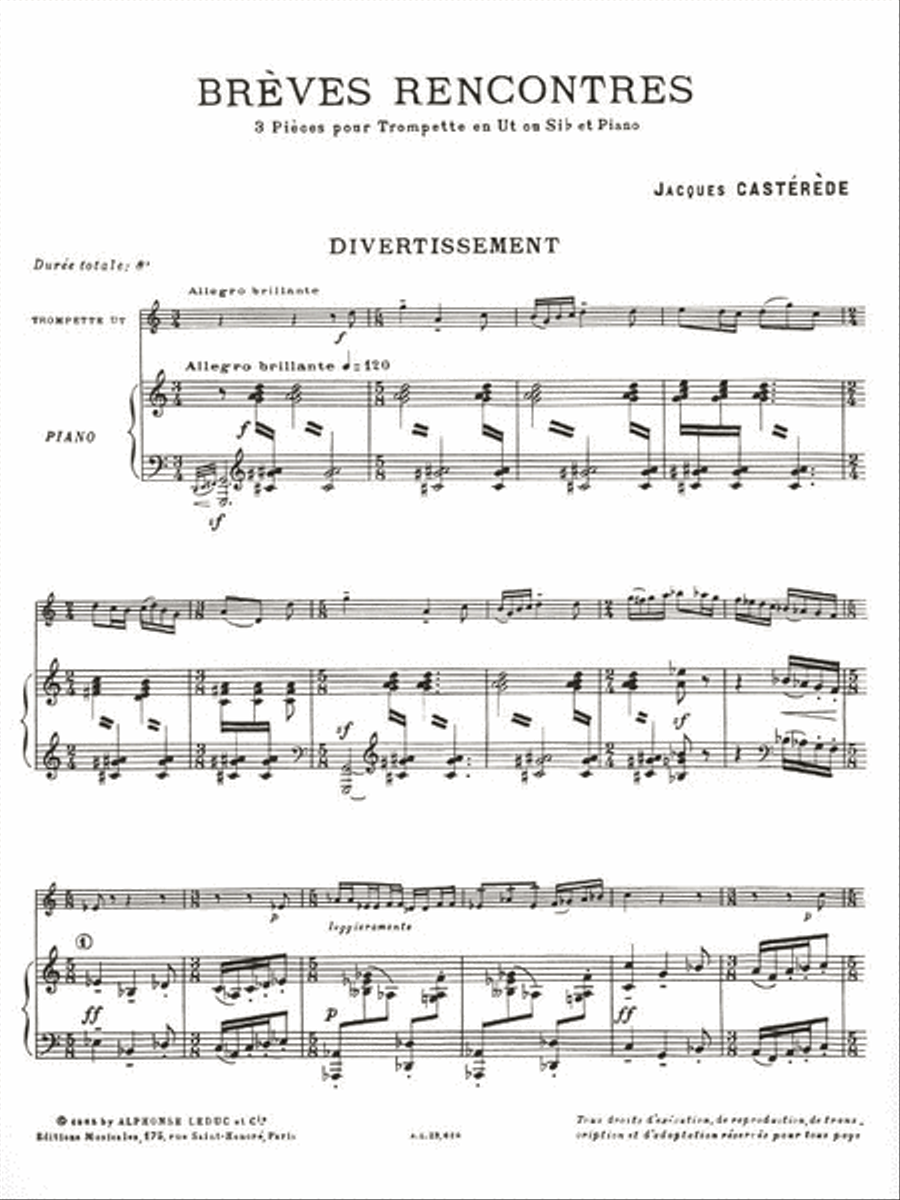 Breves Rencontres, 3 Pieces (trumpet & Piano) Trumpet Solo scores gallery preview page 2