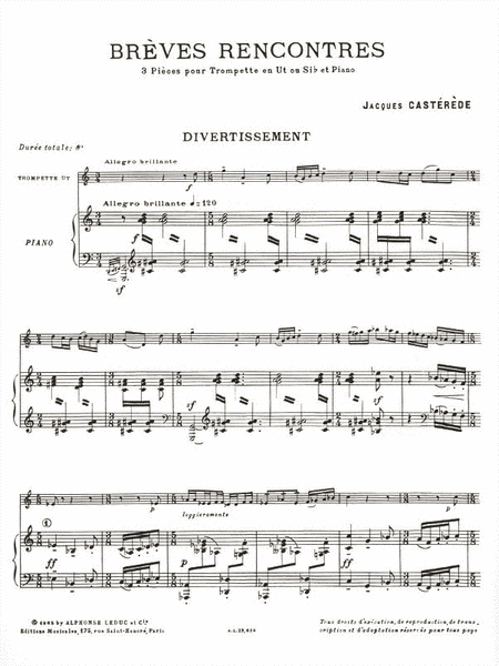 Breves Rencontres, 3 Pieces (trumpet & Piano)