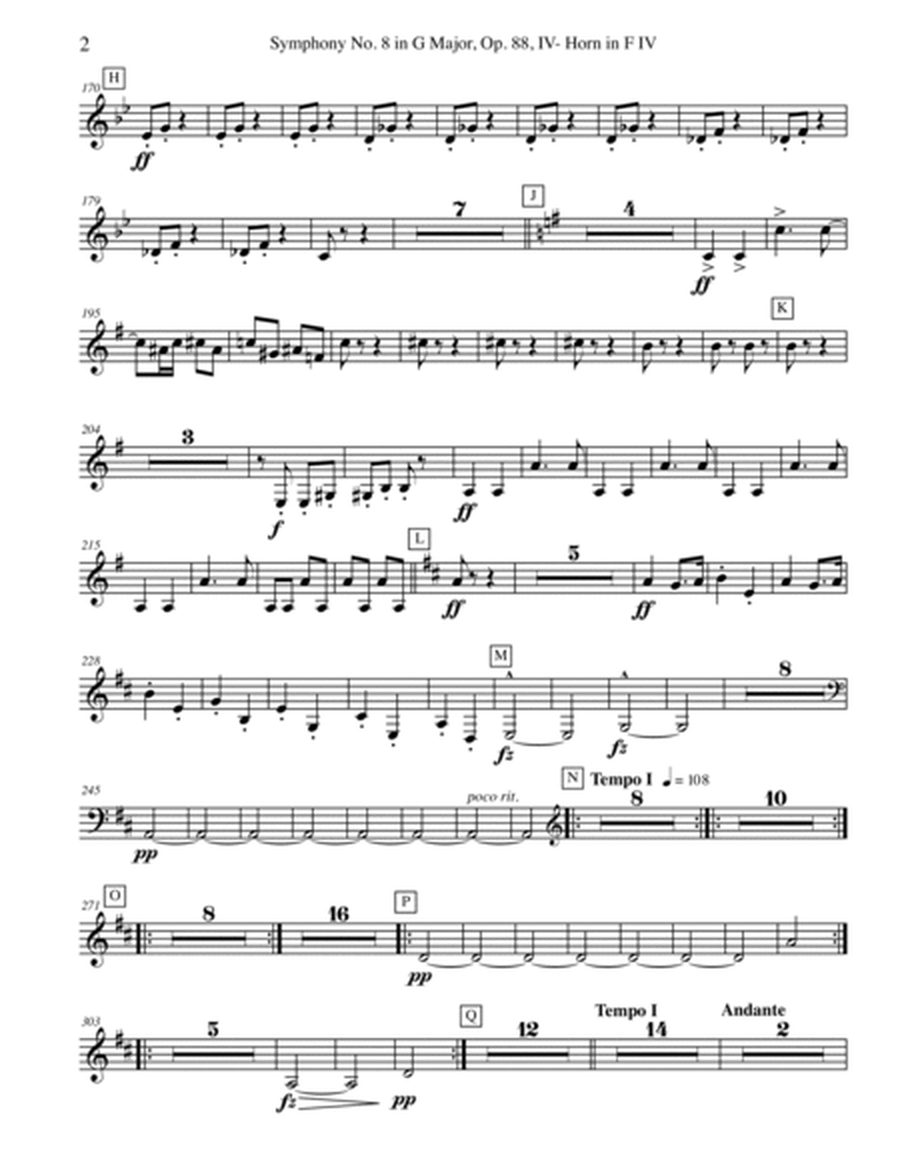 Dvorak Symphony No. 8, Movement IV - Horn in F 4 (Transposed Part), Op. 88