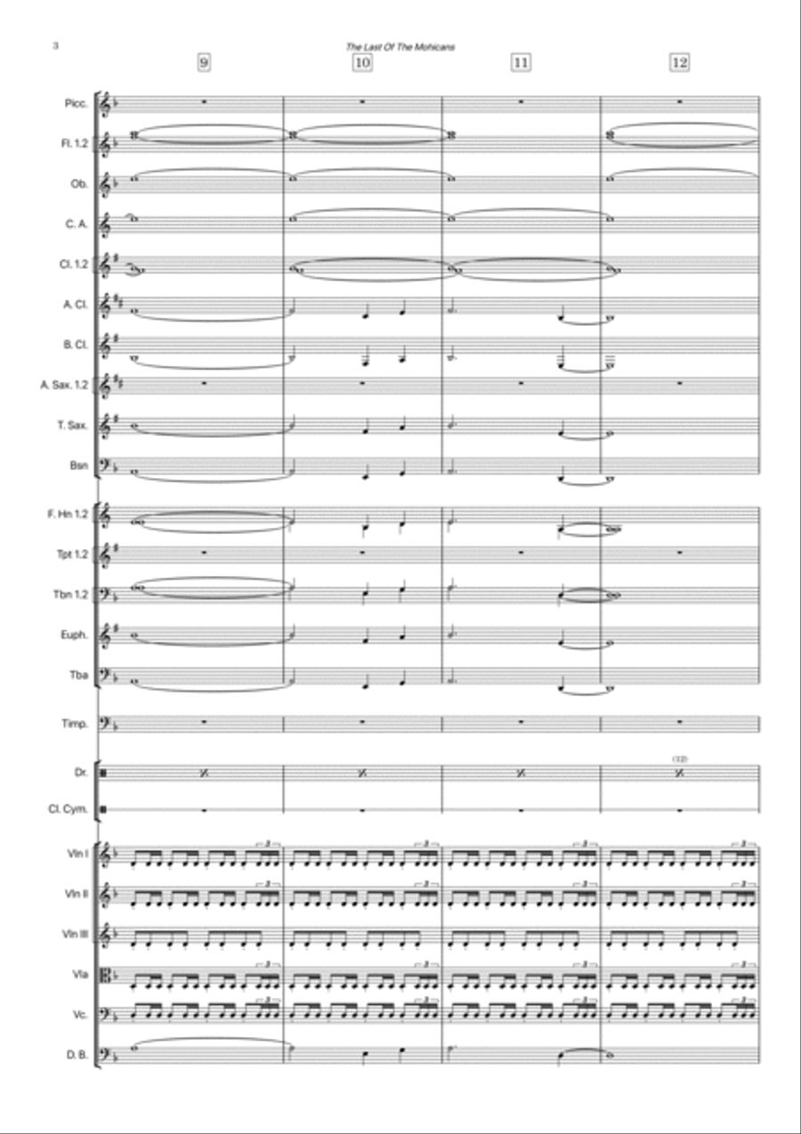 Last Of The Mohicans (main Theme) Full Orchestra scores gallery preview page 3
