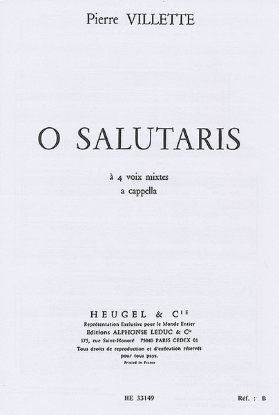 O Salutaris - 4 Voix Mixtes A Cappella