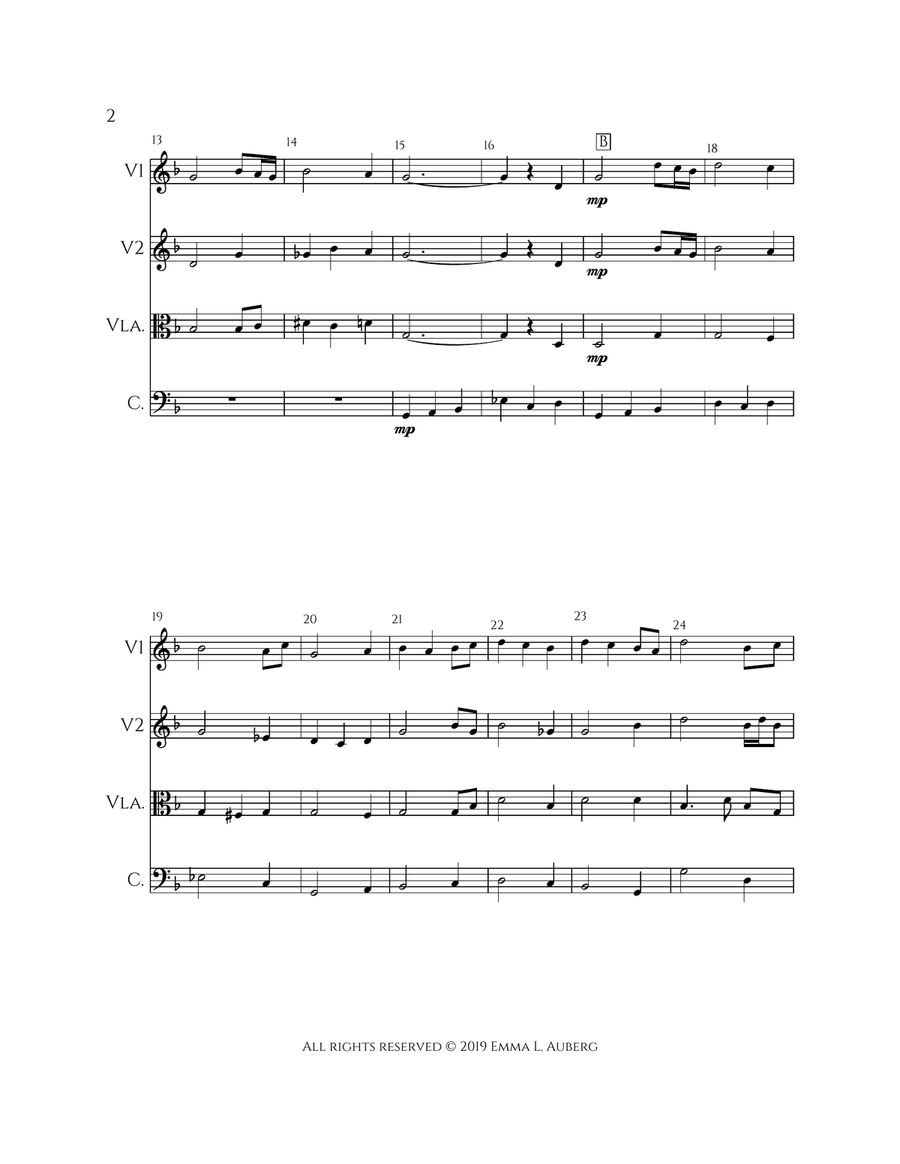 Amazing Grace in D Minor String Quartet scores gallery preview page 2