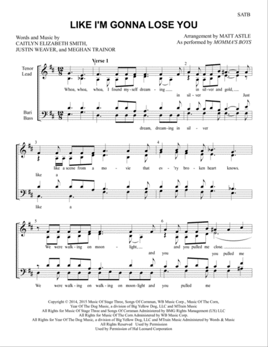 Like I'm Gonna Lose You Like I'm Gonna Lose You 4-Part scores gallery preview page 2