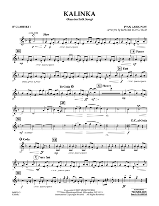 Kalinka (Russian Folk Song) - Bb Clarinet 1