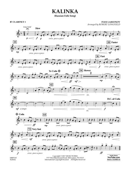 Kalinka (Russian Folk Song) - Bb Clarinet 1