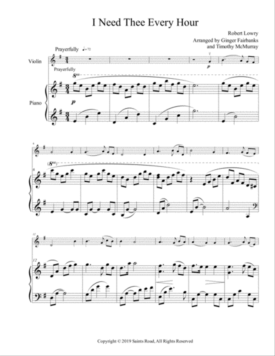 I Need Thee Every Hour String Duet scores gallery preview page 1