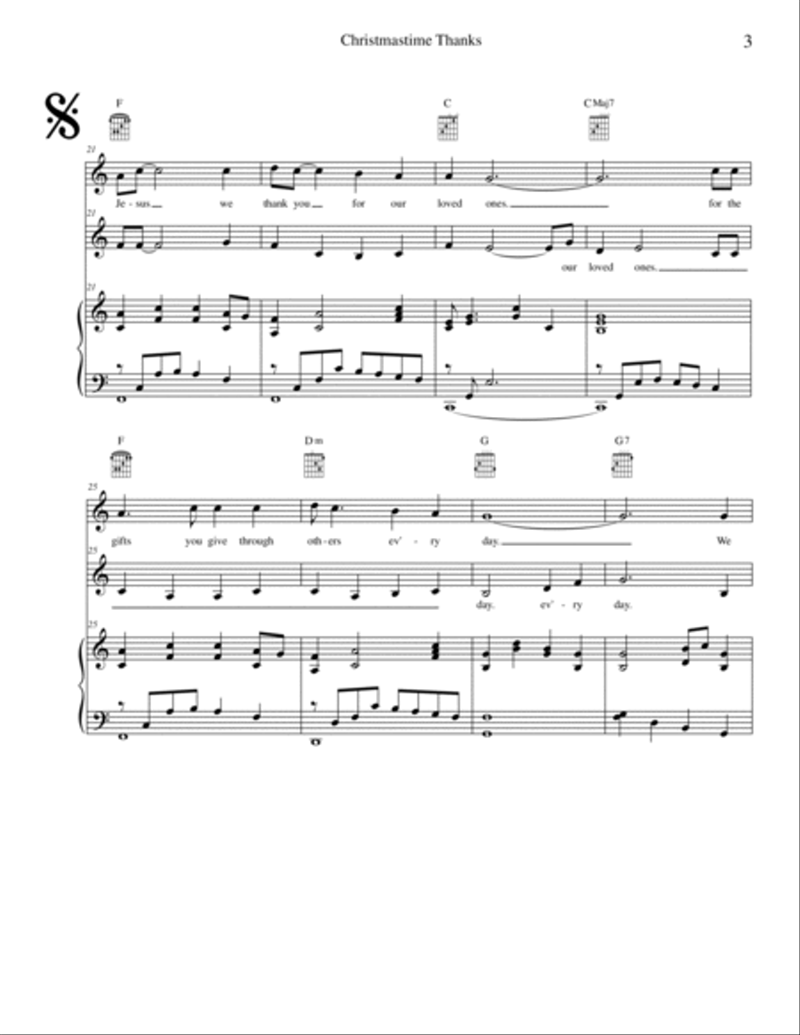 Christmastime Thanks Piano, Vocal, Guitar scores gallery preview page 3