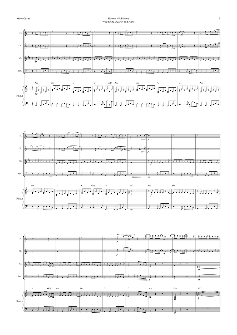 Flowers Woodwind Quartet scores gallery preview page 3