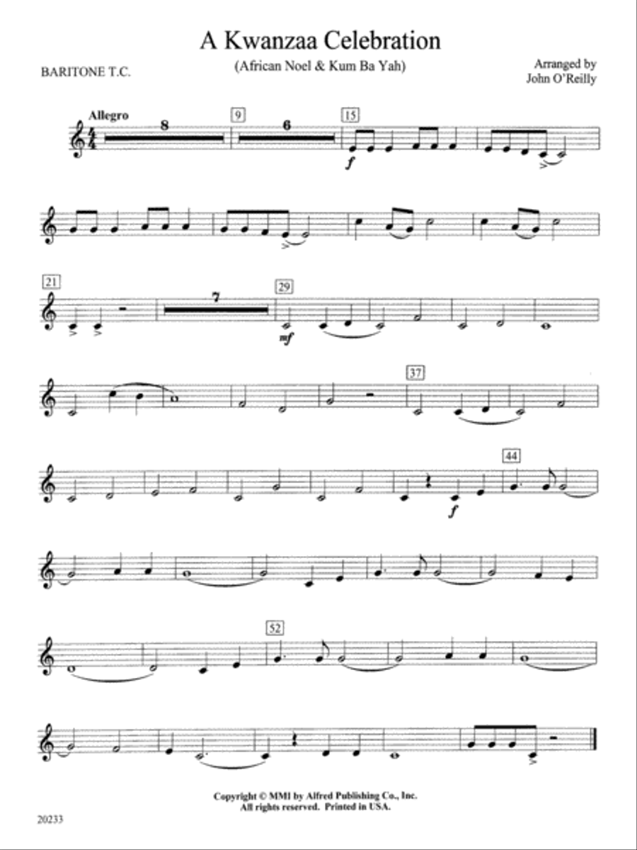 A Kwanzaa Celebration: Baritone T.C. Concert Band scores gallery preview page 1
