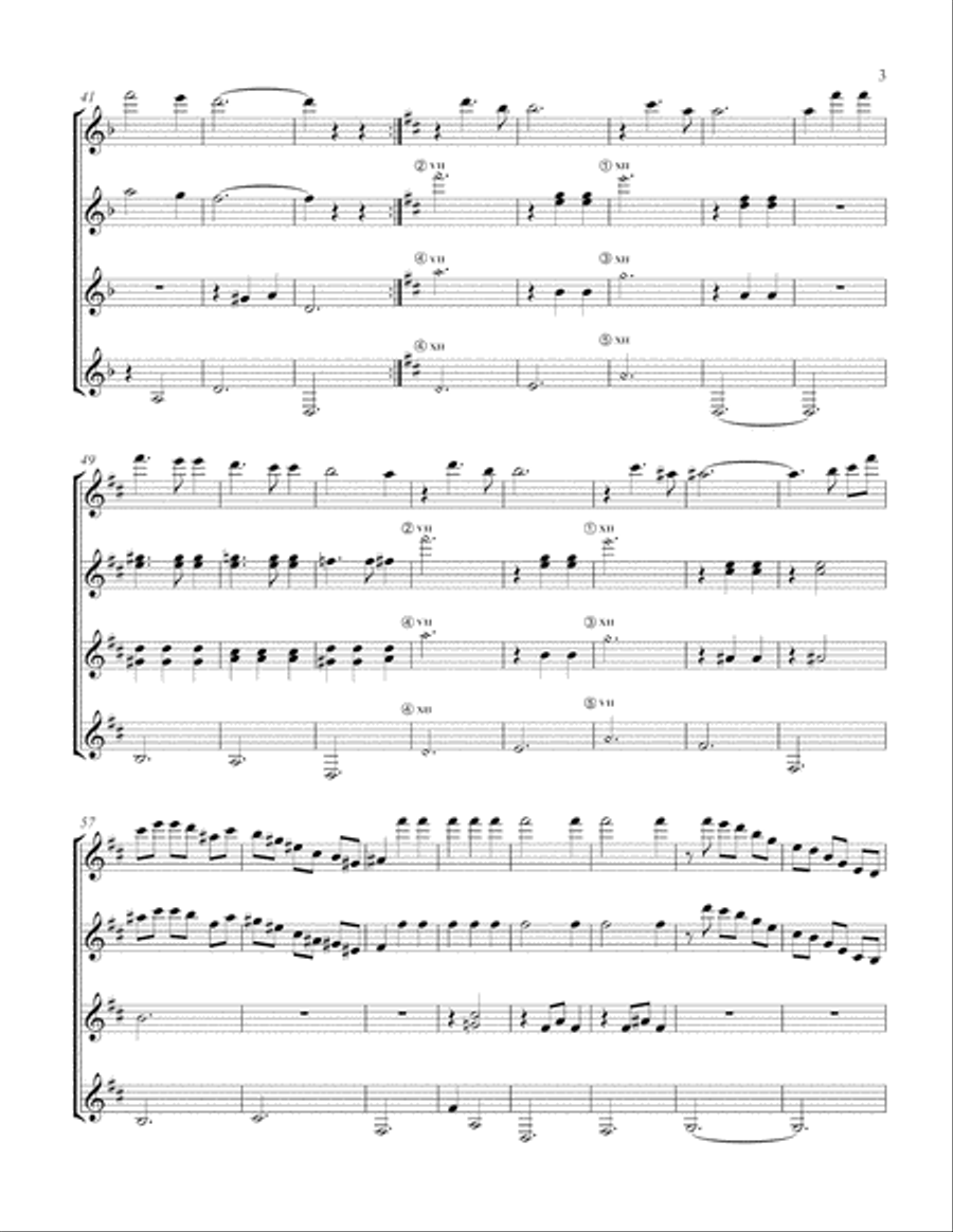 Vals No. 3 (Guitar Quartet) - Score and Parts Guitar Ensemble scores gallery preview page 3