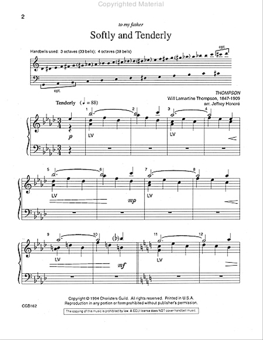 Softly and Tenderly Handbell Choir scores gallery preview page 2