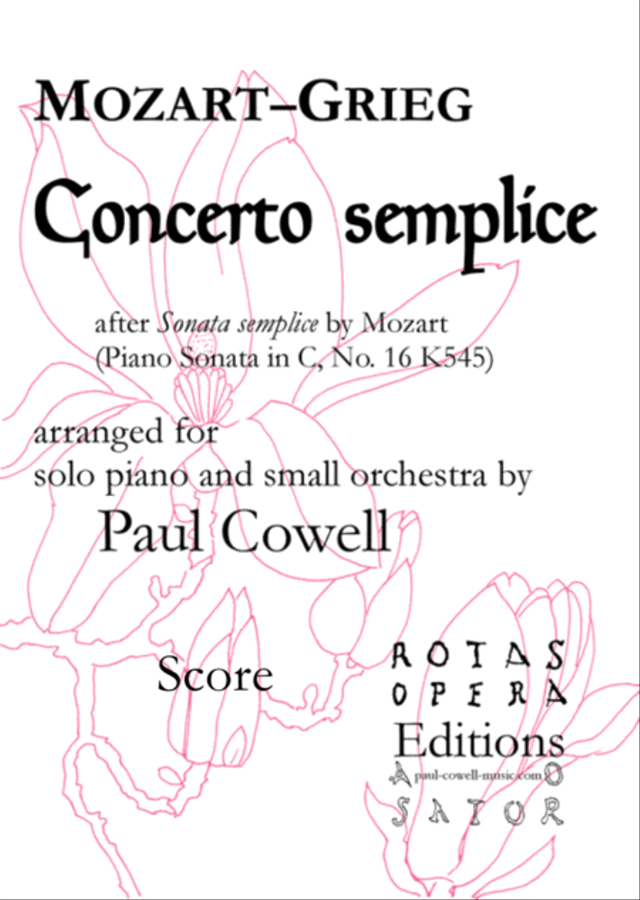 Concerto Semplice - Mozart’s Simple Sonata arranged as a concerto by Edvard Grieg and Paul Cowell Full Orchestra scores gallery preview page 1