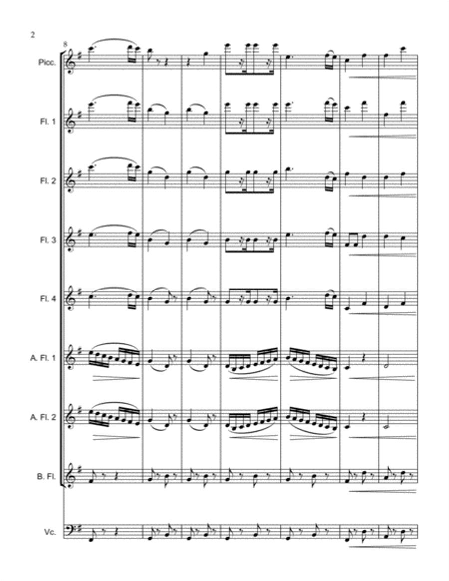 Unter Donner und Blitz, Op. 324 Thunder and Lightning Polka Flute Solo scores gallery preview page 2