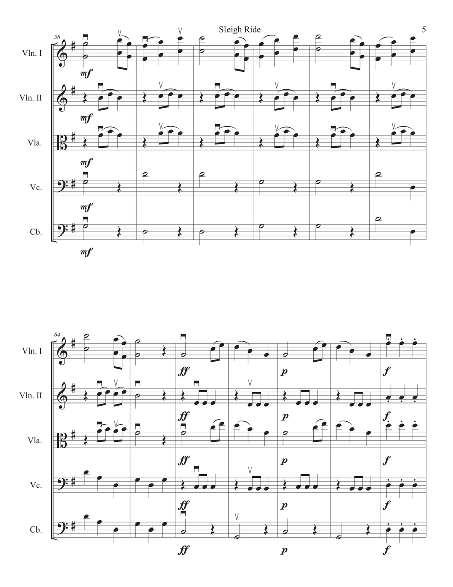 Mozart Sleigh Ride for String Orchestra String Orchestra scores gallery preview page 5