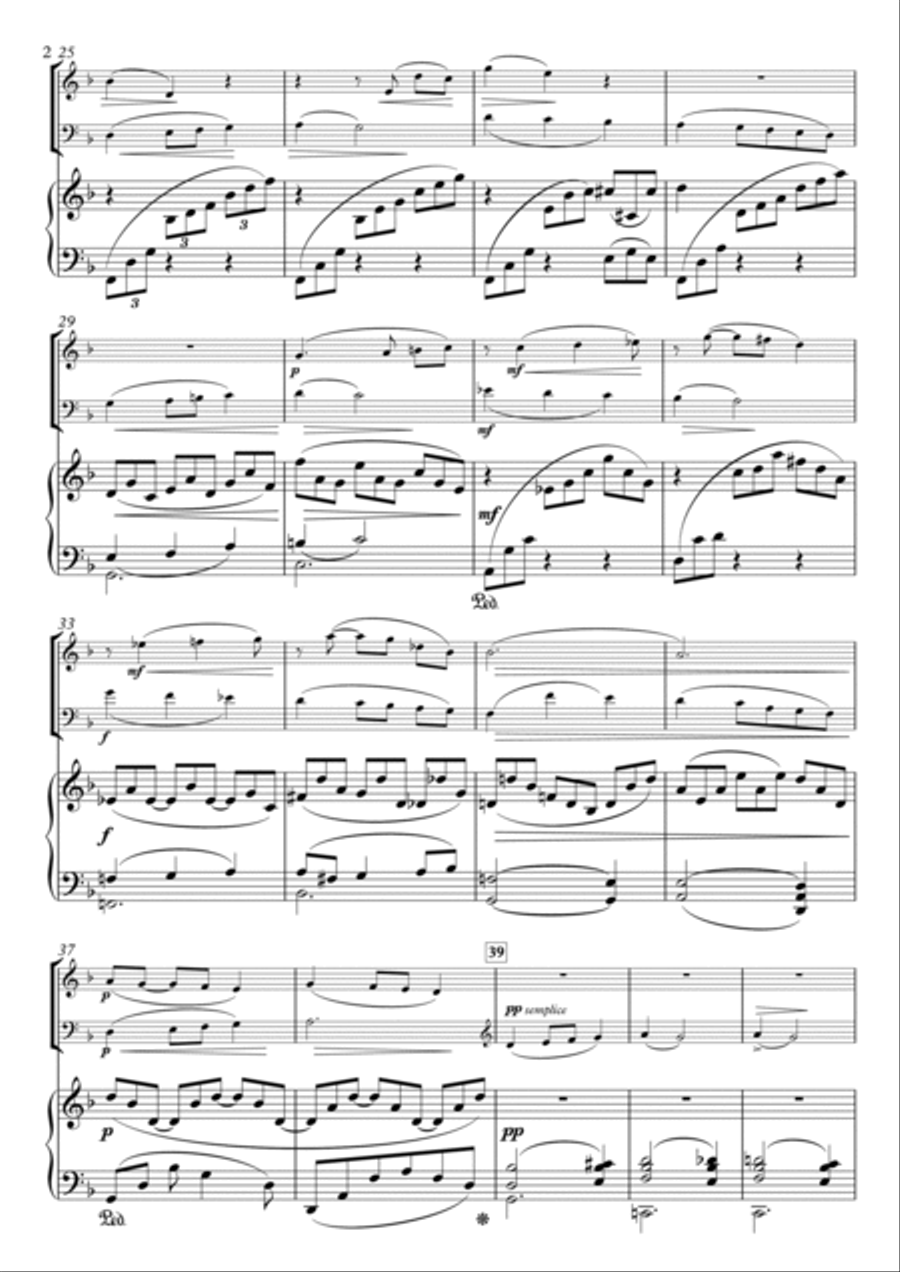 Miniatures, No.4 Romance H.88-1 for Flute, Clarinet & Piano Small Ensemble scores gallery preview page 2