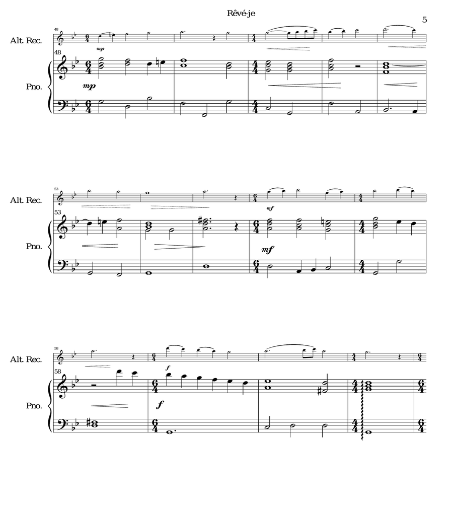 Rêvé-je (Am I dreaming) for alto recorder and piano image number null